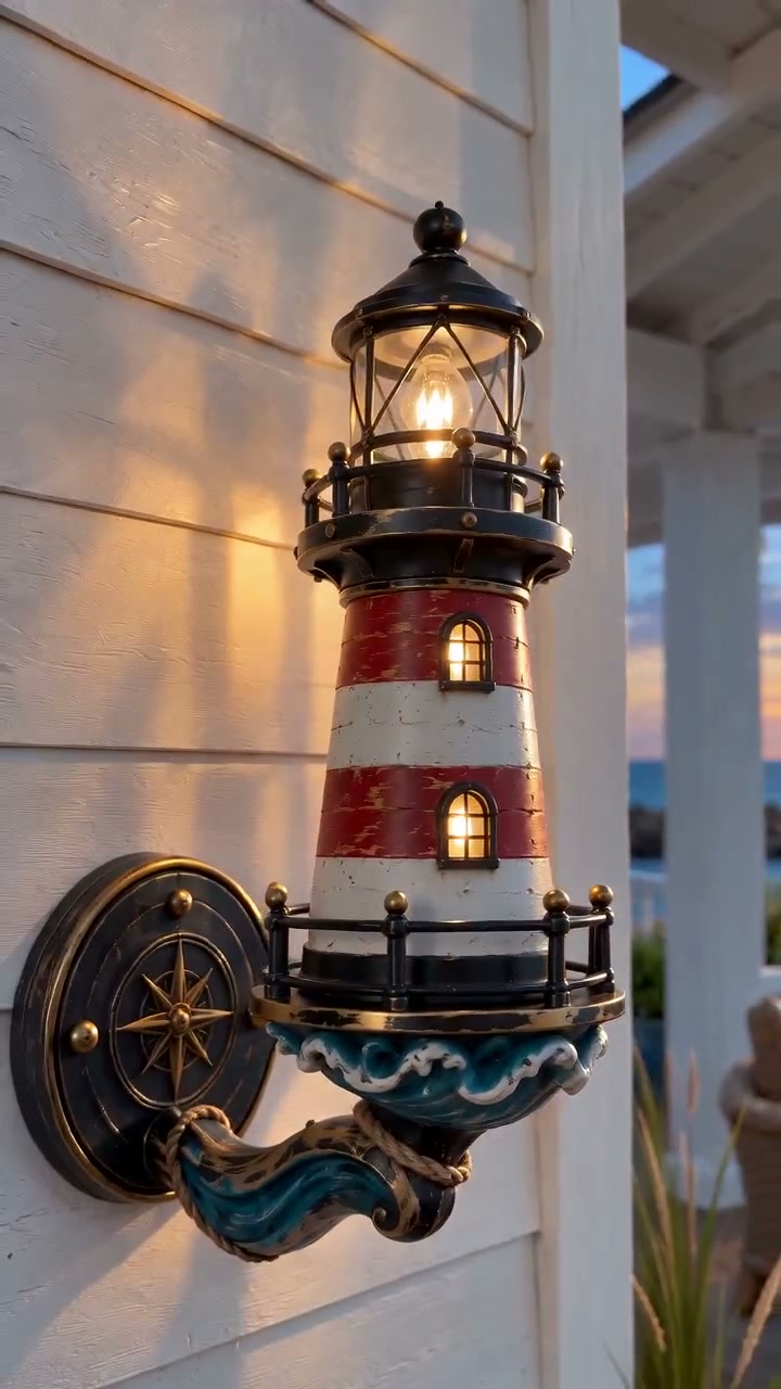 Vintage Coastal Lighthouse Wall Light – Nautical-Inspired Outdoor & Indoor Décor