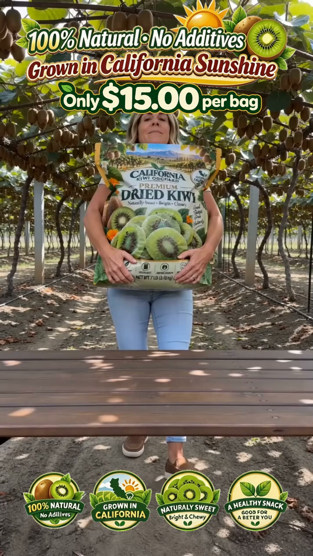 California-Grown Dried Green Kiwi — A Bright, Chewy Fruit Snack for Active Living