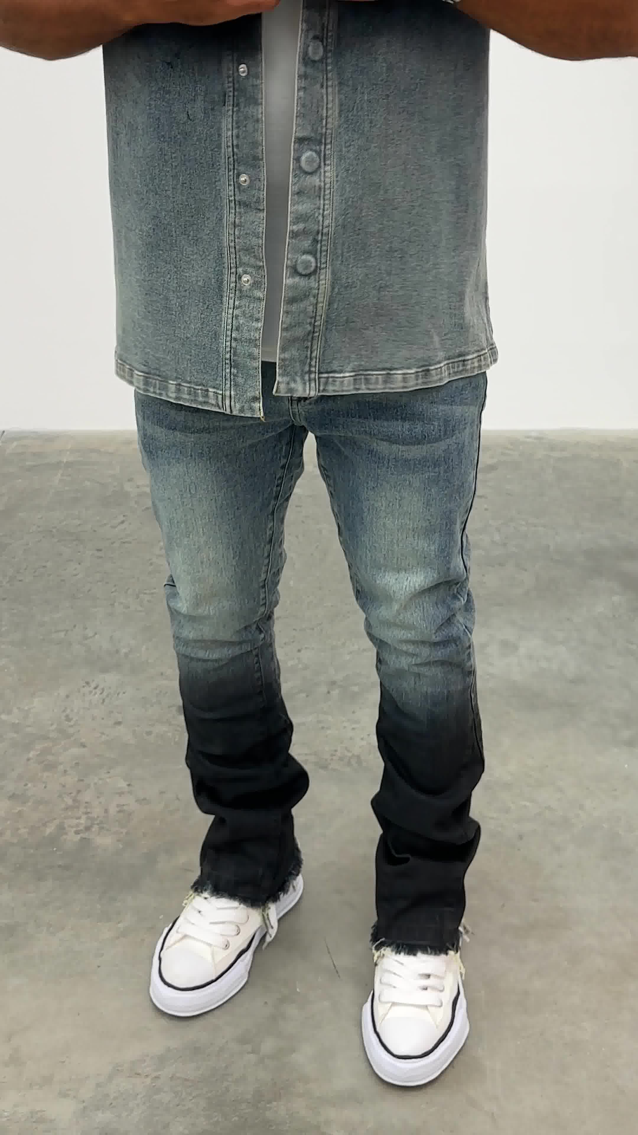 Vintage Flare Snapper Jeans - Blue