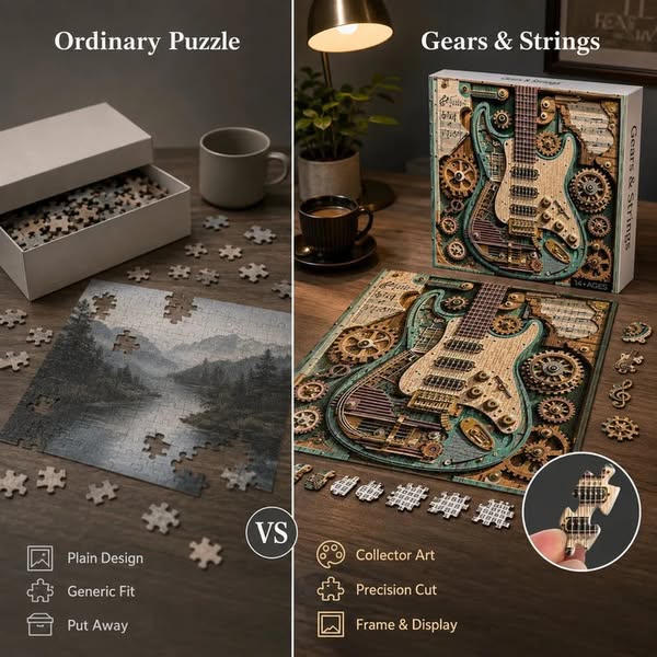 Creatieve Steampunk Gitaar 3D Puzzel – Bouw Je Eigen KunstwerkGedet
