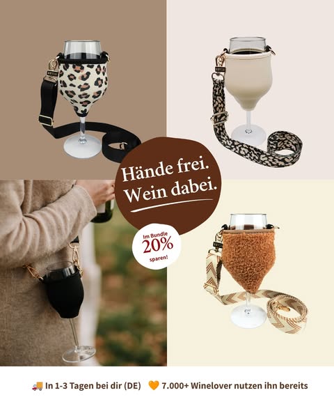 Wein dabei. Hände frei