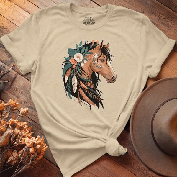 Horse Flower Art - Relaxed Tee