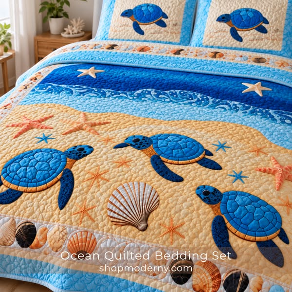 Ocean Quilted Bedding Set