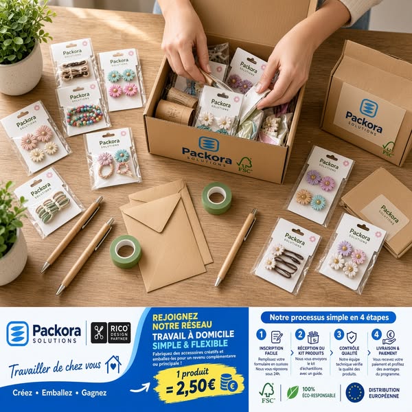 Travail à domicile : 2,50 € par produit — kit offert