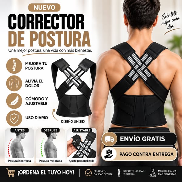 Corrector de Postura Ajustable | Soporte para Espalda y Hombros