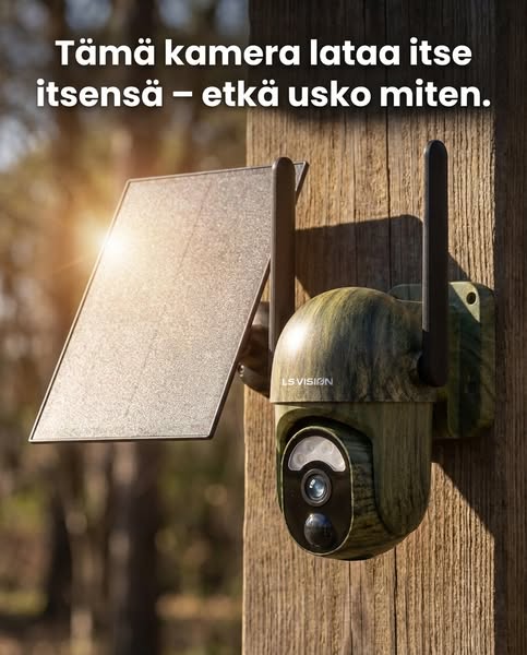 Aurinkokäyttöinen valvontakamera - ei kuukausimaksuja