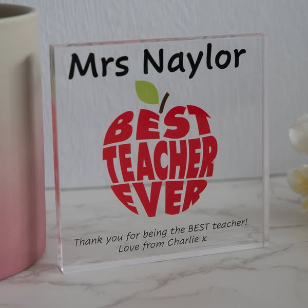 Personalised Thank You Teacher Crayon Photo Block made from, LEGO® Bricks