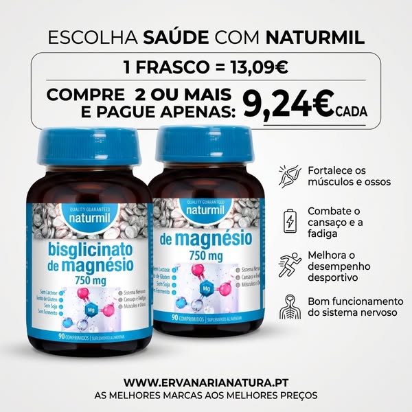 NATURMIL BISGLICINATO DE MAGNÉSIO 90 COMPRIMIDOS