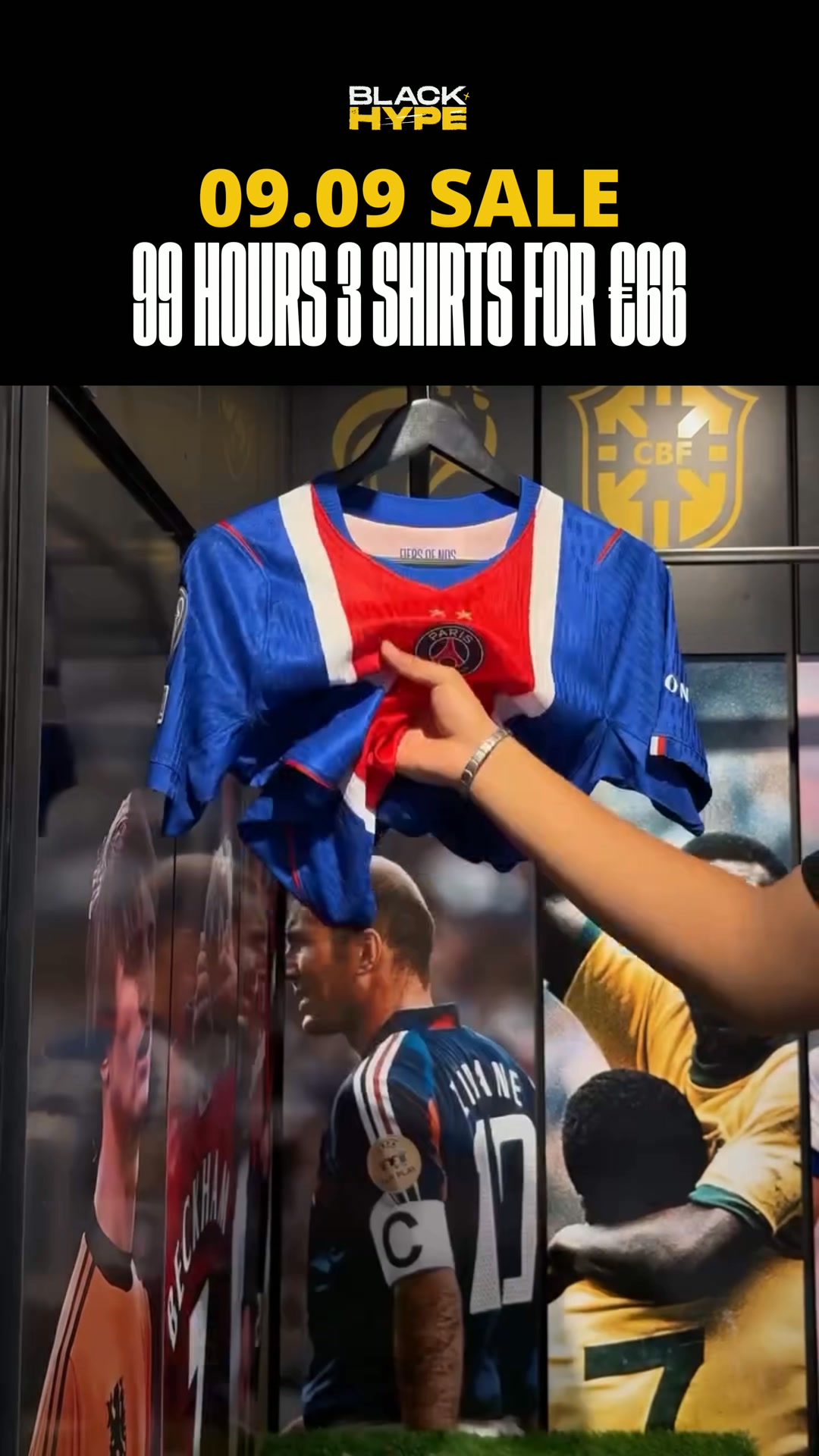 5 shirts for €99 · 99 hours