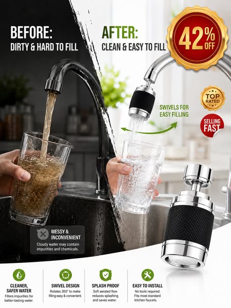 Splash proof booster swivel kitchen filter tap