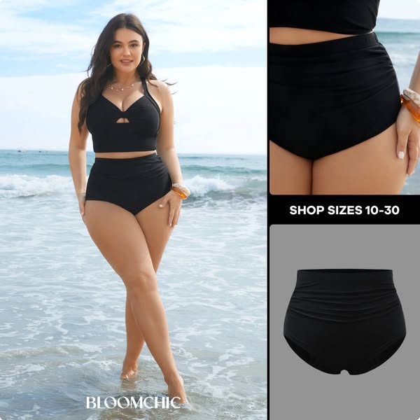 High Rise Ruched Plain Bikini Bottoms