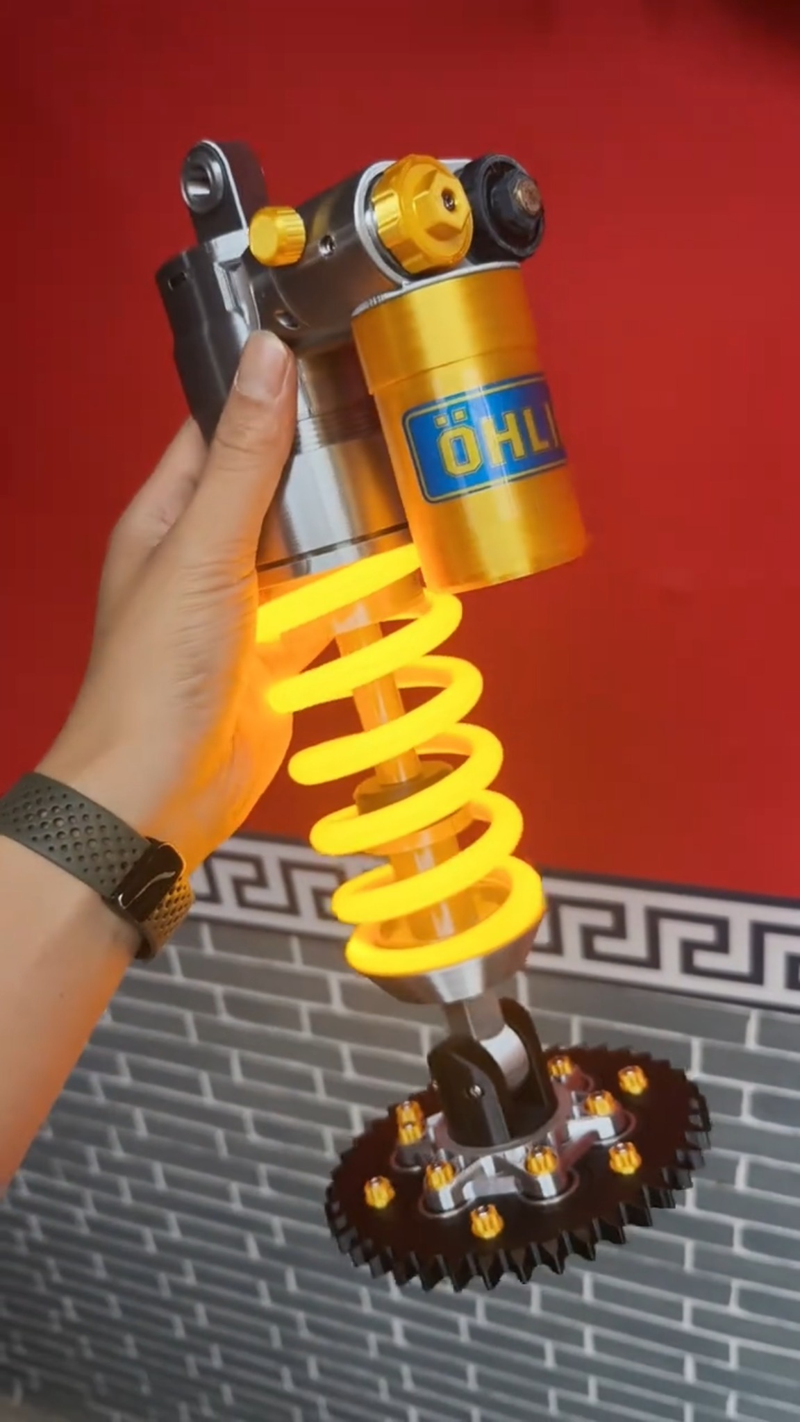 Ohlins-Inspired Suspension Shock Absorber Desk Lamp, Adjustable LED Light for Gamers & Car Enthusiasts