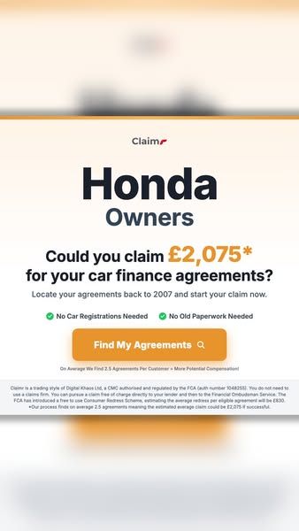 Honda on Finance? Are you Eligible to claim?