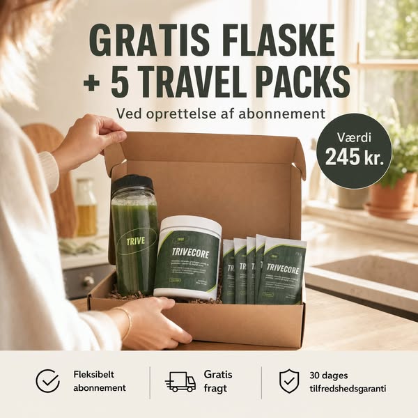 Gratis flaske + 5 Travel Packs (værdi 245 kr)