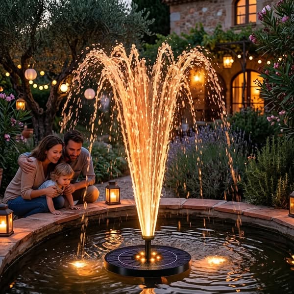 55% de descuento – fuente solar flotante con LED