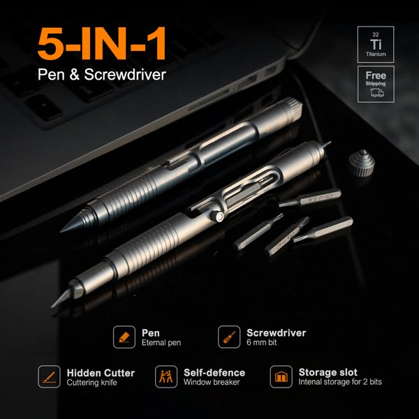 Titanium Tactical Bolt-Action Multi-Tool Pen