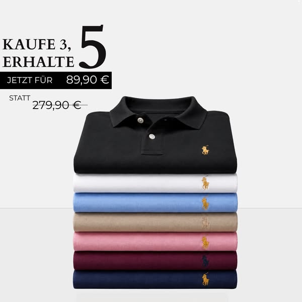 5 Polos für 89,90 €
