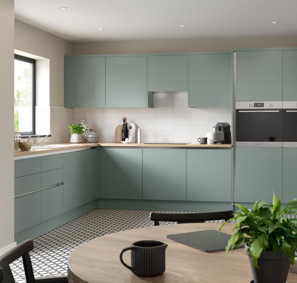 True Handleless SuperMatt Agave Green Rigid Kitchen | Kitchen Kit