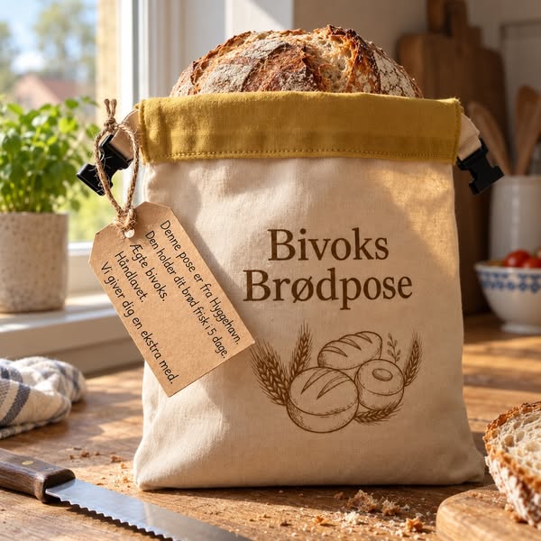 Håndlavet bivoksbrødpose.