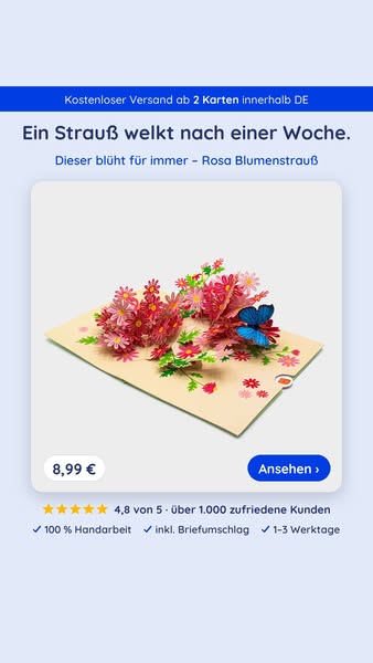 3D Pop-Up Karten ab 8,99 €