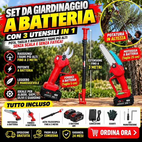 POTA IN ALTO SENZA SCALA — KIT MOTOSEGA + ASTA TELESCOPICA