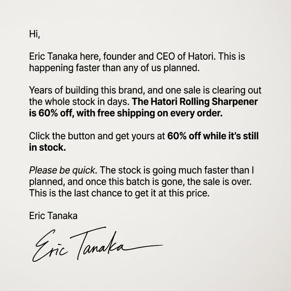 A note from our founder. 60% off.