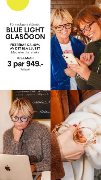 Mer skärmtid? Upptäck våra Blue Light-glasögon