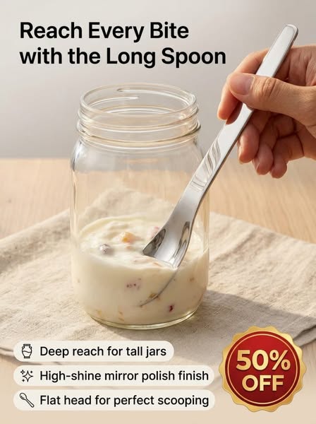 Stainless Steel Long Handle Dessert Spoon