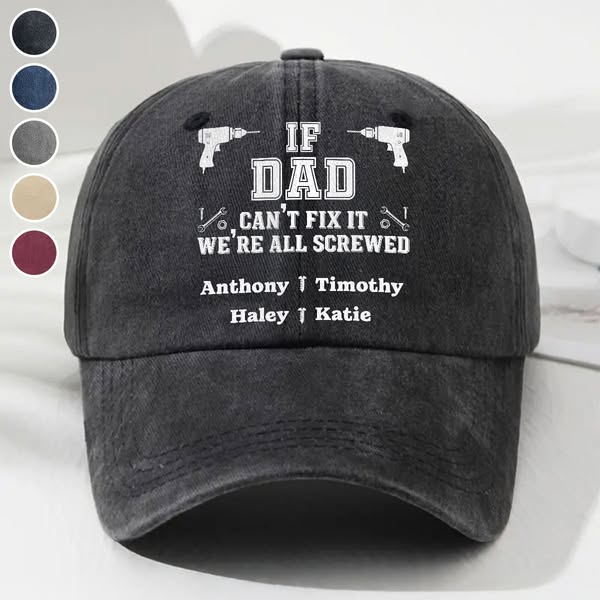 Daddy Fix It - Personalized Custom Vintage Washed Denim Cap