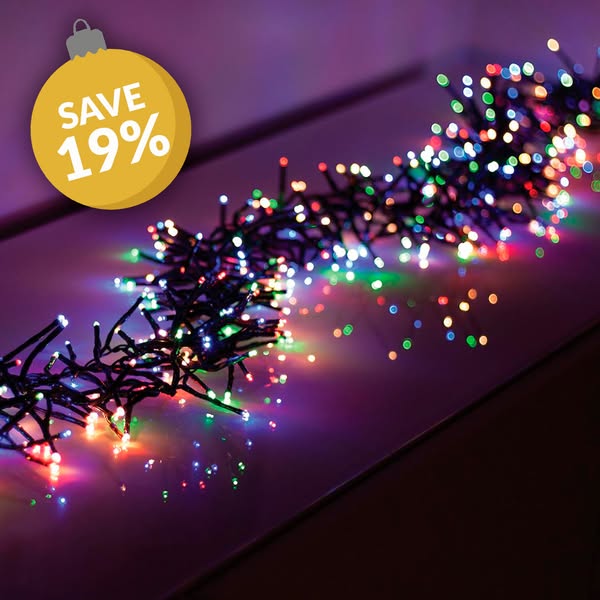 2000 LED Multicolour Cluster Lights with Timer, 25m
