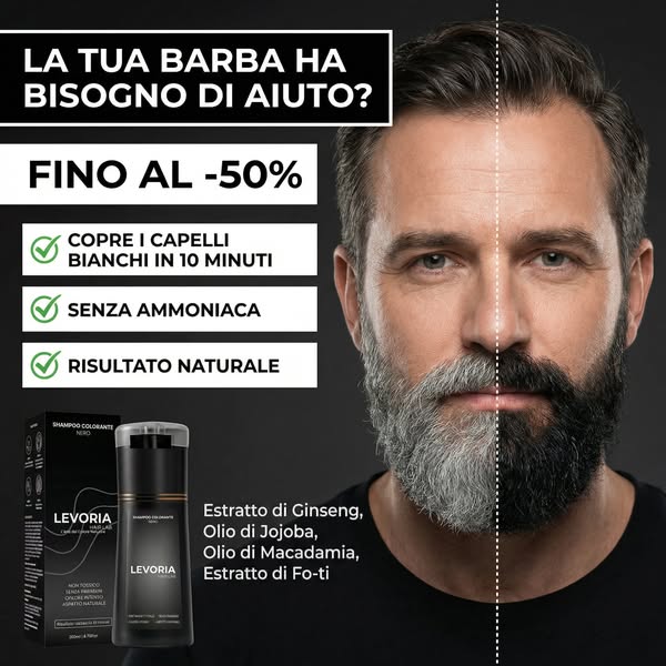 Ritrovi una barba scura dall'aspetto naturale