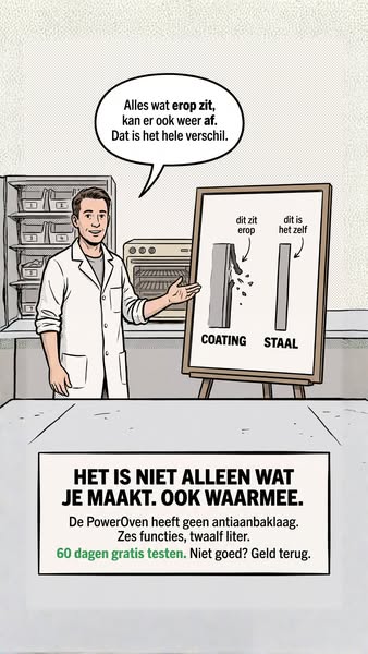 Geen PFAS of TELFON coating. 100% Roestvrij staal.