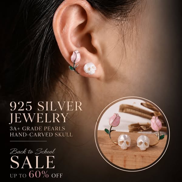 Carved Pearl Skull Jewelry