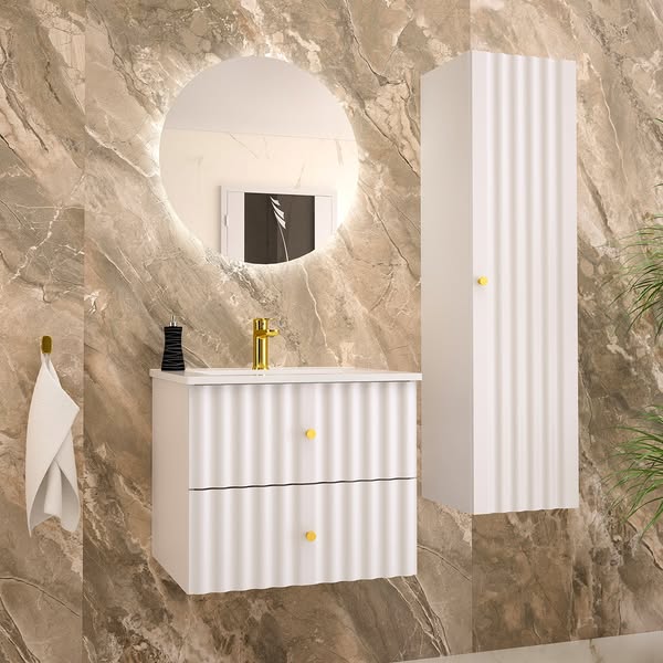 Meuble vasque suspendu 60cm Izae blanc MDF