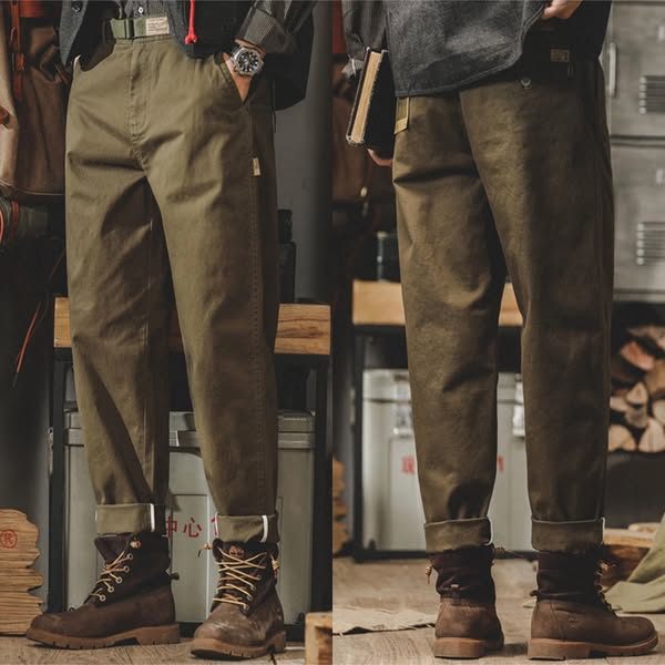 Vintage-inspirierte, gewaschene Chino-Hose für Herren mit schmal zulaufendem Bein