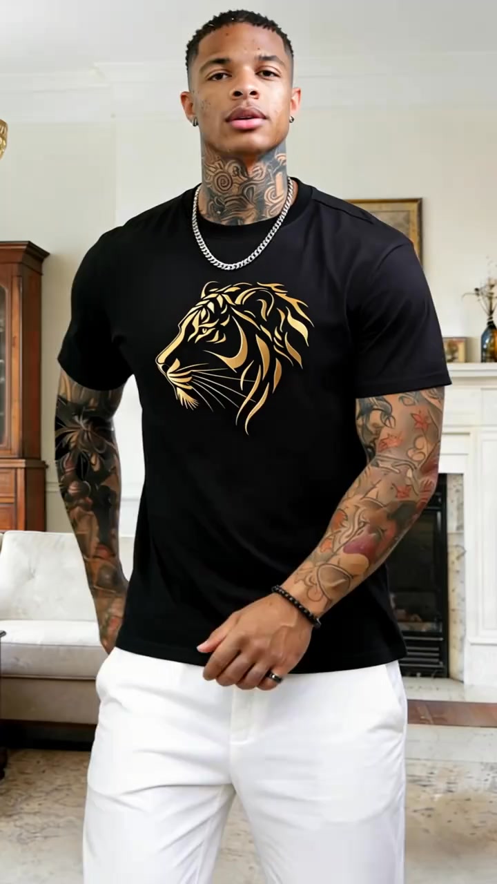 Solid Black Understated Wildlife Print Everyday Cotton Top