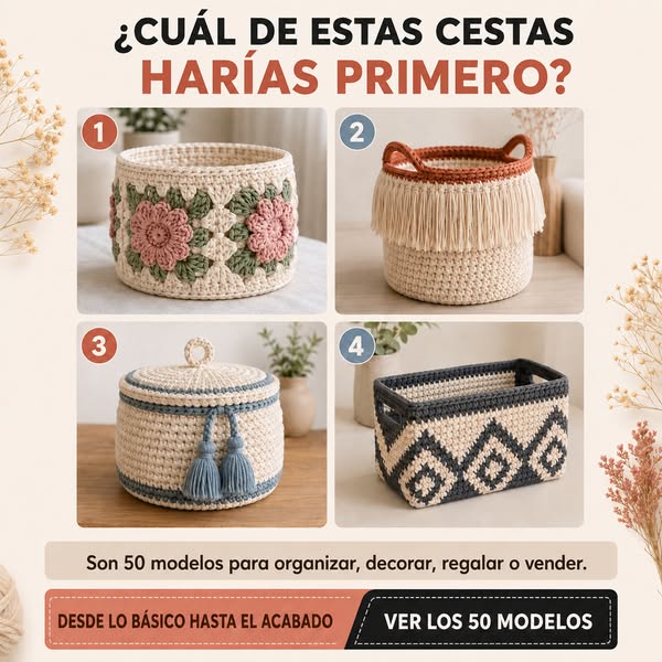 50 Cestas de Crochet