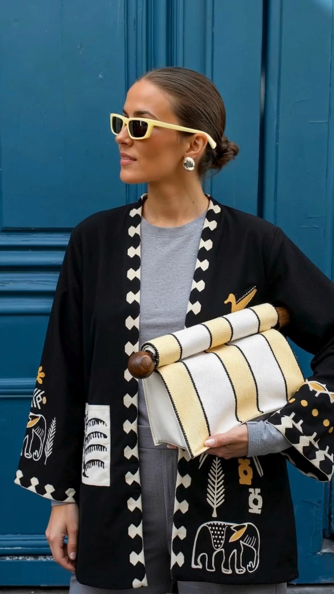 Adara Black Short Kimono