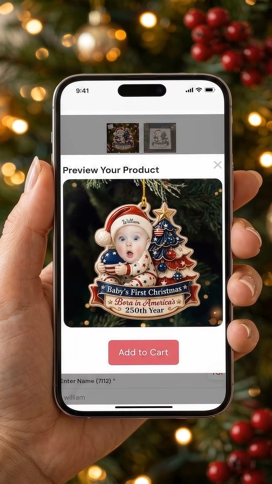 Baby's 1st Christmas Ornament, Patriotic Gift