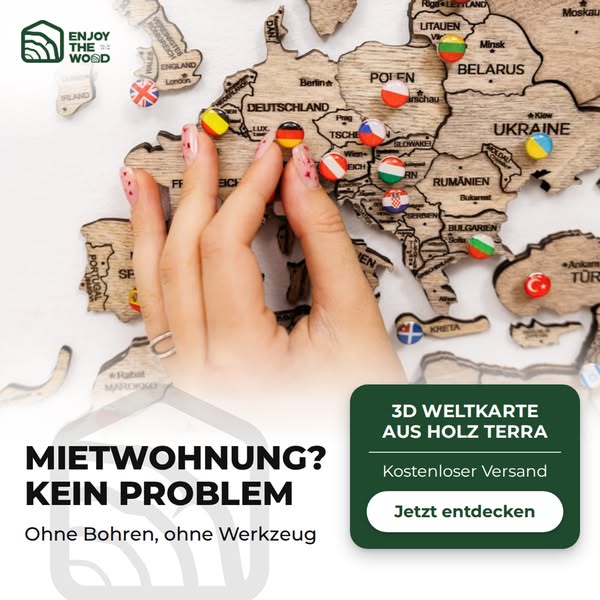 Holz-Weltkarte ab 97 € – handgefertigt