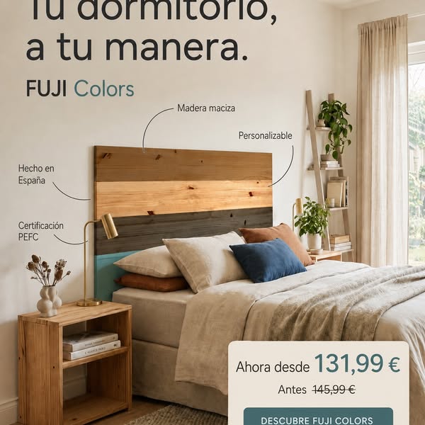 FUJI Colors | Cabecero de madera maciza personalizable | Raw Wood