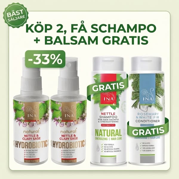 Köp 2 Hydrobiotic med brännässla, schampo och balsam på köpet