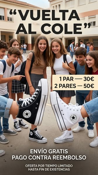 Este curso, todos van a querer las tuyas Modelo bota, blancas o negras, combinan con todo 1 par — 30€ 2 pares — 50€ (¡aprov