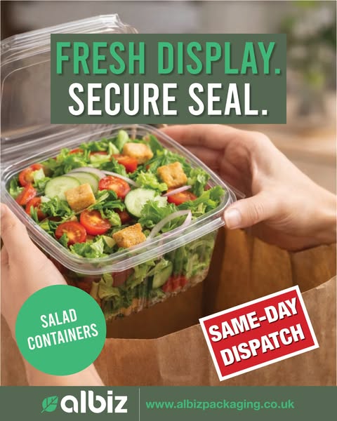 Square Takeaway Salad Container with Hinged Lid