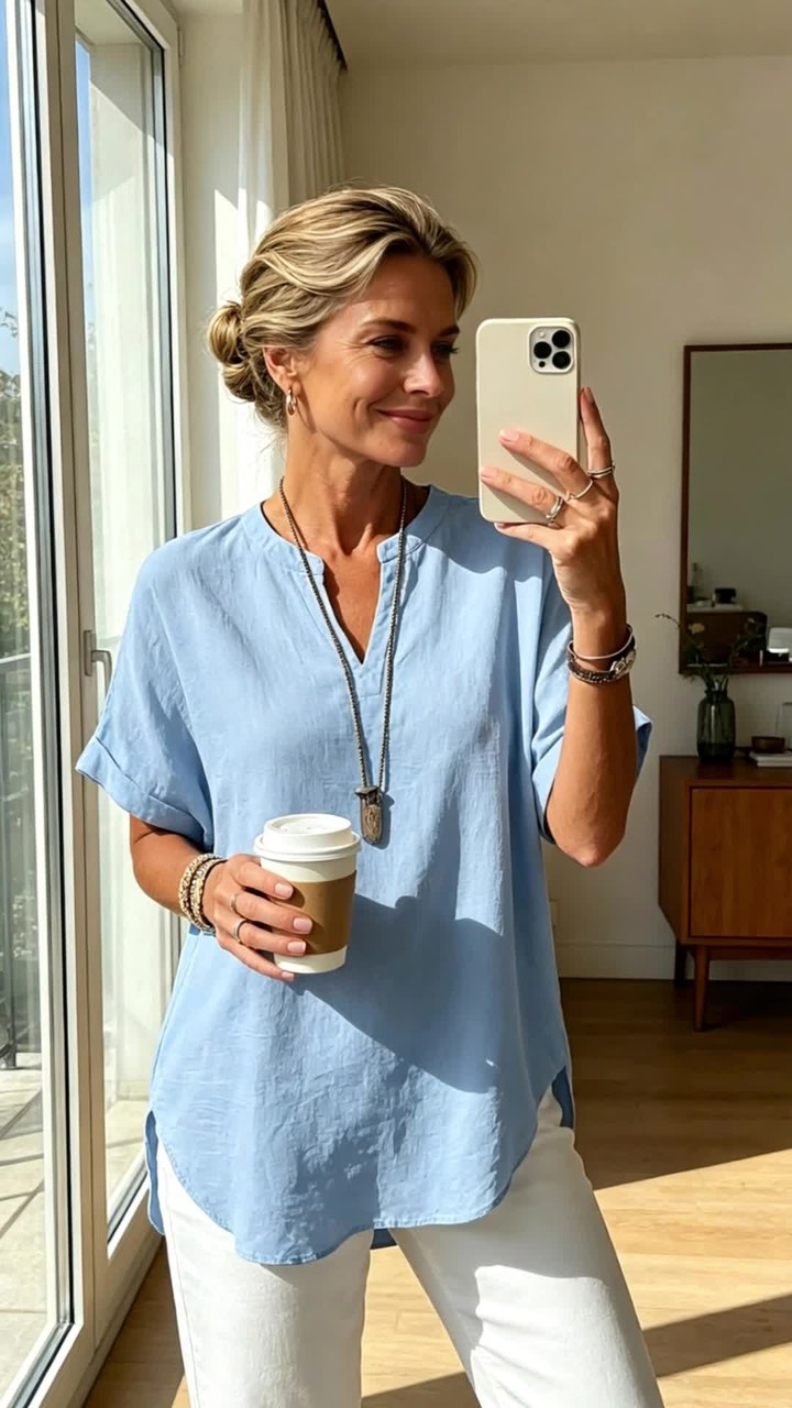 Loose Solid Color Women's Casual Blouse