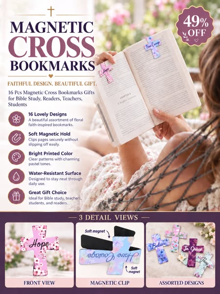16 Pcs Magnetic Cross Bookmarks Gifts