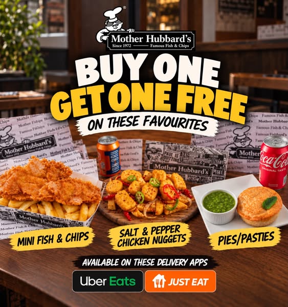 Mother Hubbard's Fish & Chips (Burton) Menu Deals & Prices - Burton upon Trent Delivery - Order with Uber Eats