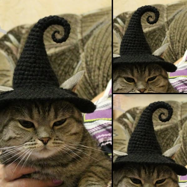 Spellcaster Cat Witch Hat Crochet Pattern