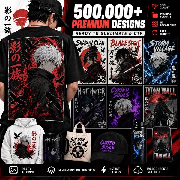 Anime Designs Ready for Sublimation & DTF