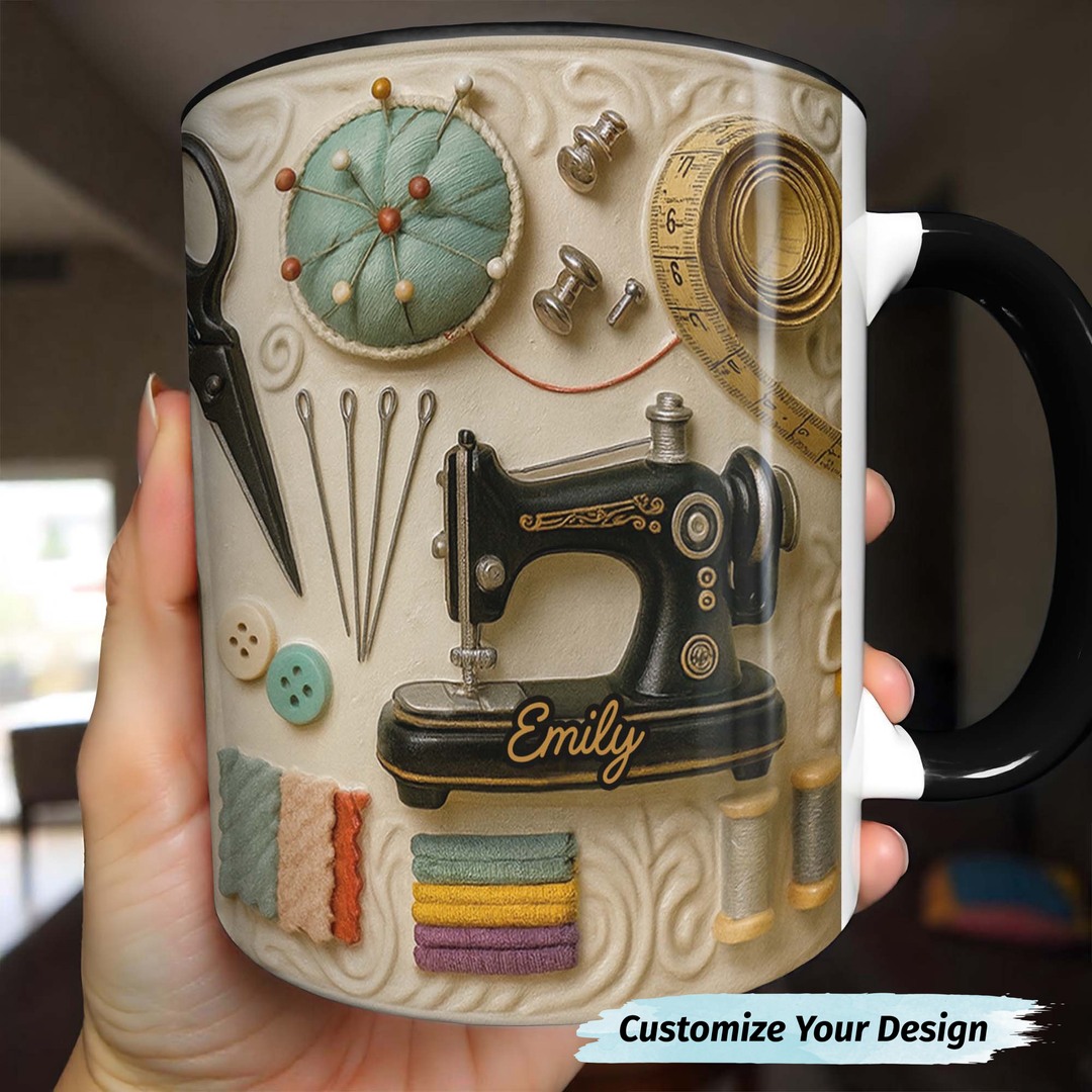 Stitch Your Love! Personalize a Sewing-Themed Mug Now!